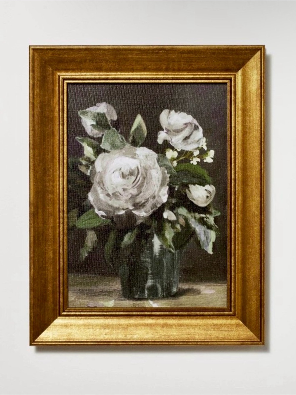 Threshold Gold Frame Floral Canvas with White Roses